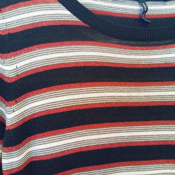 Scotch & Soda stripe sweater lurex black orange white XS lightweight preppy fall - Picture 9 of 10